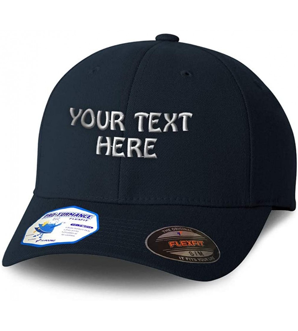 Baseball Caps Flexfit Hats for Men & Women Custom Personalized Text Dad Hats Baseball Cap - Dark Navy - CO18DLDKX78 $22.96