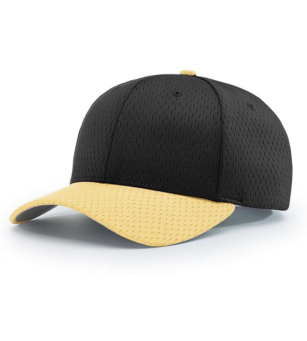 Baseball Caps 414 Pro Mesh Adjustable Blank Baseball Cap Fit Hat - Black/Vegas Gold - CH1873ZEQ82 $7.23