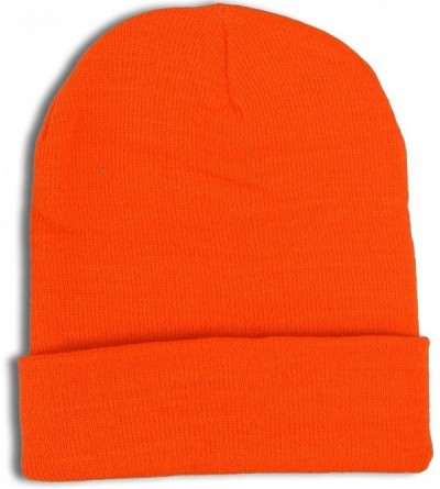 Skullies & Beanies Long Cuff Beanie Cap - Neon Orange - C211GFNL7NH $8.85