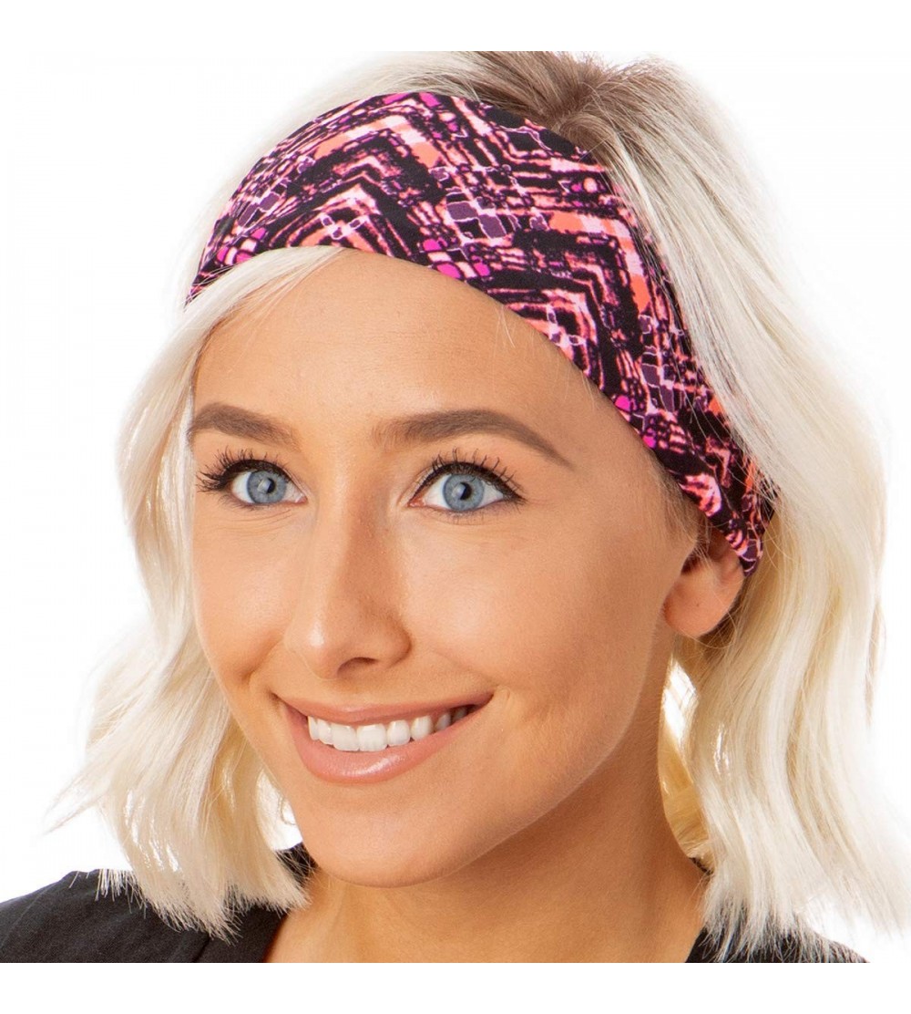 Headbands Adjustable & Stretchy Wide Printed Xflex Headbands for Women Girls & Teens (Xflex Pink Mosaic 1pk) - CS18K6ZDK3D $8.01