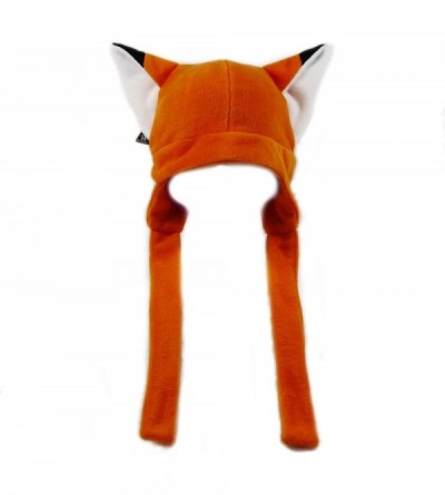 Skullies & Beanies Fleece Fox Ears Beanie Hat with Straps - Orange - CU11I6EDRQD $28.29