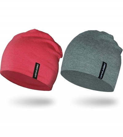 Skullies & Beanies Multifunctional Lightweight Beanies Running - Smoke Green Mel.+ Lipstick Red Mel. - C518AS53O63 $15.84