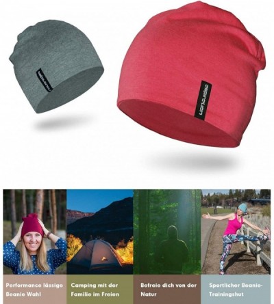 Skullies & Beanies Multifunctional Lightweight Beanies Running - Smoke Green Mel.+ Lipstick Red Mel. - C518AS53O63 $15.84