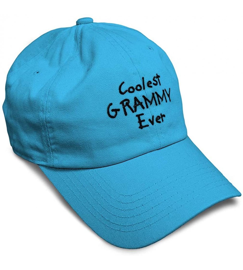 Baseball Caps Custom Soft Baseball Cap Coolest Grammy Ever Black Embroidery Twill Cotton - Aqua - CL18ZO37ZQC $13.02