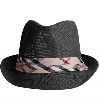 Fedoras Vintage Unisex Fedora Hat Classic Timeless Light Weight - 2116 - Black - CN185XIWQD4 $16.20