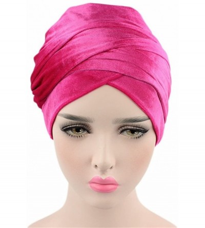 Headbands Luxury Pleated Velvet Turban Hijab Head Wrap Extra Long Tube Indian Headwrap Scarf Tie - Tjm-38-black - CF186G74QT5...