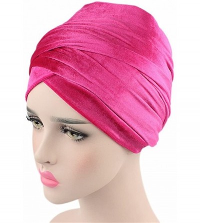 Headbands Luxury Pleated Velvet Turban Hijab Head Wrap Extra Long Tube Indian Headwrap Scarf Tie - Tjm-38-black - CF186G74QT5...