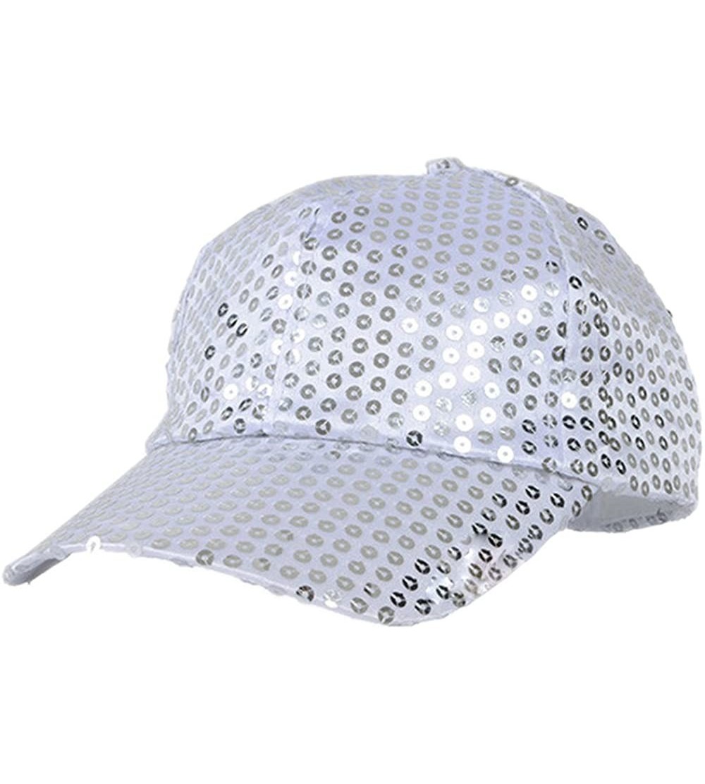 Baseball Caps Glitter Sequins Baseball Caps Snapback Hats Party Outdoor Adjustable Hat for Women Men - Silver - CL188ZXN3EI $...