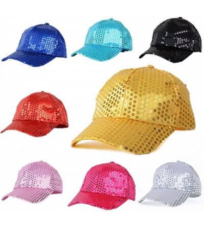 Baseball Caps Glitter Sequins Baseball Caps Snapback Hats Party Outdoor Adjustable Hat for Women Men - Silver - CL188ZXN3EI $...