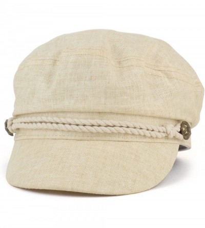 Newsboy Caps Linen Cotton Newsboy Fisherman Rope Band Fiddler Cap - Tan - C618GG9KNTD $16.80