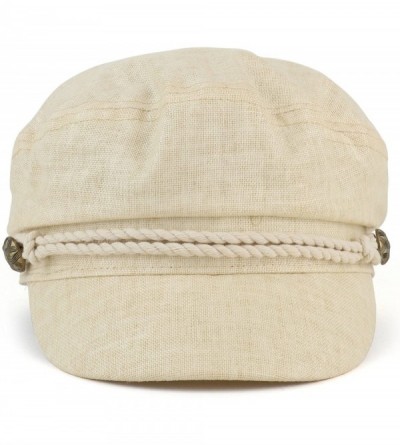 Newsboy Caps Linen Cotton Newsboy Fisherman Rope Band Fiddler Cap - Tan - C618GG9KNTD $16.80