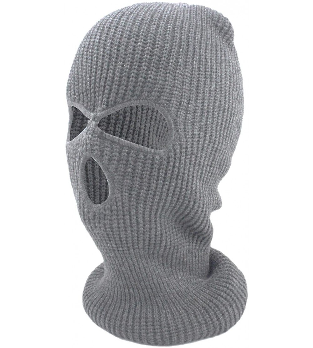 Balaclavas Three Hole Ski Snowboard Mask Winter Beanie Balaclavas - Grey - CM11QZT8531 $8.69