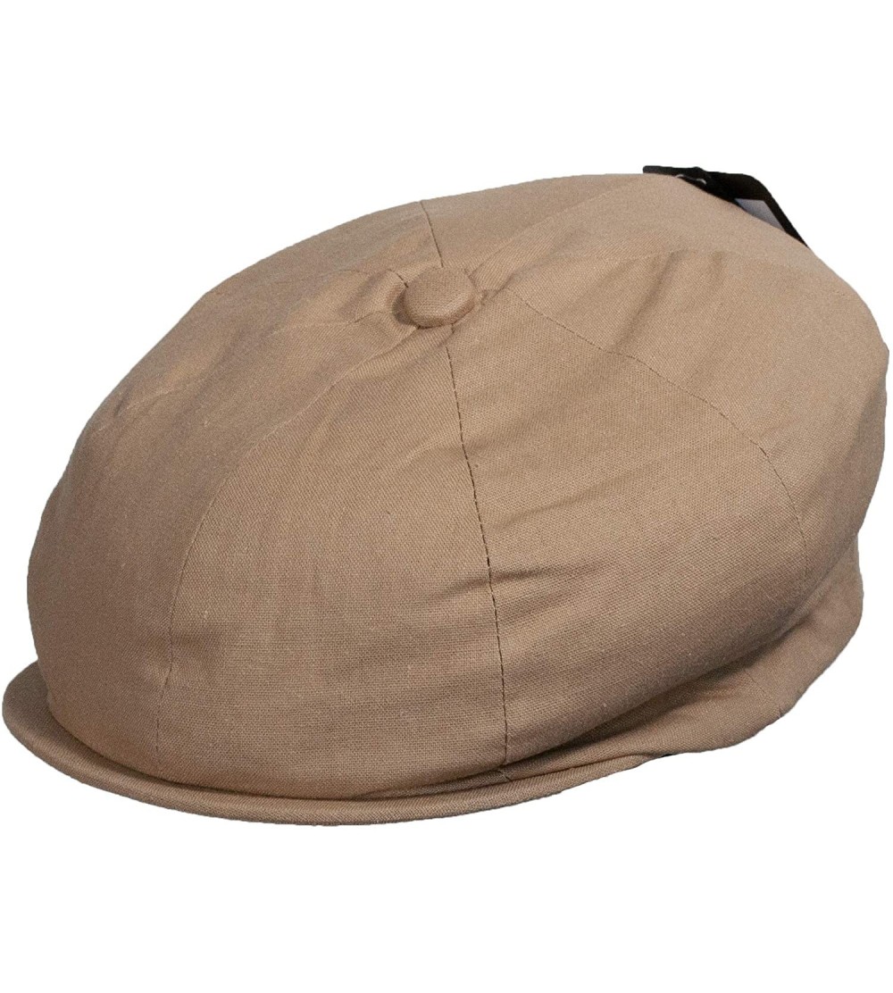 Newsboy Caps Men's Linen Cotton Blend Newsboy Ivy Hat 8-Panel Cabbie Cap - Oatmeal - C718YTC29UL $9.94