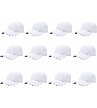 Baseball Caps Plain Blank Baseball Caps Adjustable Back Strap Wholesale LOT 12 PC'S - White - CV182OWCL3C $17.64