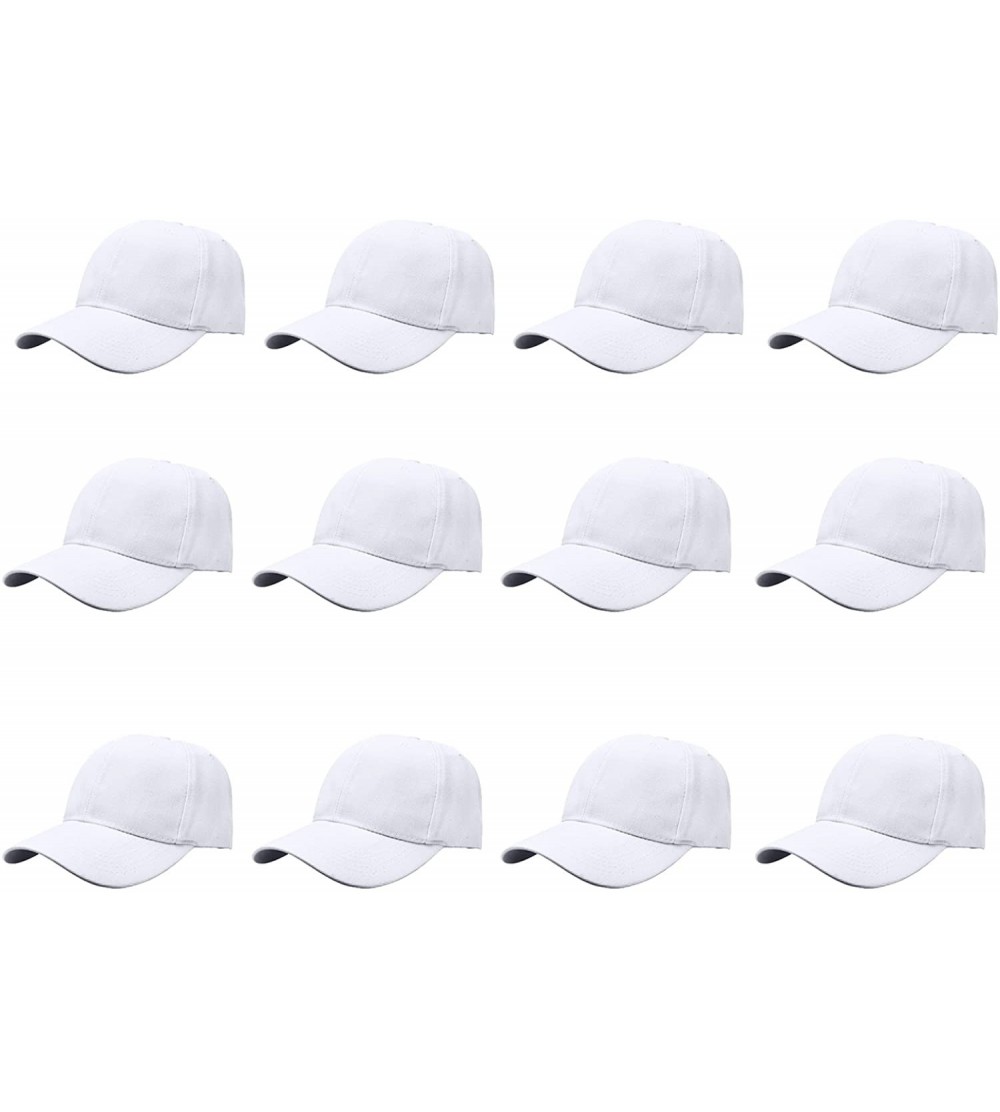 Baseball Caps Plain Blank Baseball Caps Adjustable Back Strap Wholesale LOT 12 PC'S - White - CV182OWCL3C $17.64