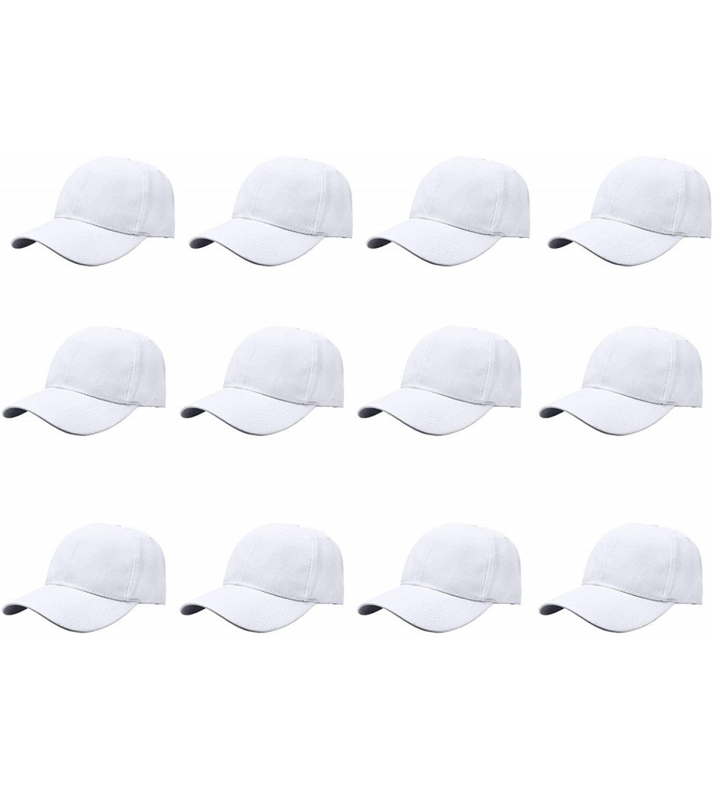 Baseball Caps Plain Blank Baseball Caps Adjustable Back Strap Wholesale LOT 12 PC'S - White - CV182OWCL3C $17.64