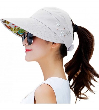 Berets Sun Hats for Women Wide Brim Sun Hat UV Protection Caps Floppy Beach Packable Visor - Grey - C318SUIRNNZ $11.85