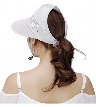 Berets Sun Hats for Women Wide Brim Sun Hat UV Protection Caps Floppy Beach Packable Visor - Grey - C318SUIRNNZ $11.85