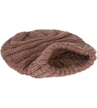 Skullies & Beanies Trendy Oversized Chunky Soft Beanie - Raspberry - CY12MZWURJR $12.12