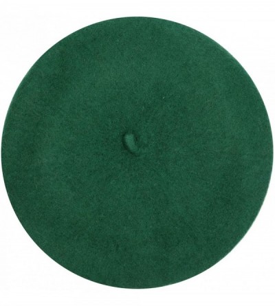 Berets Women Wool Beret Hat French Style Solid Color - Dark Green - CS18WY3KHNT $12.78