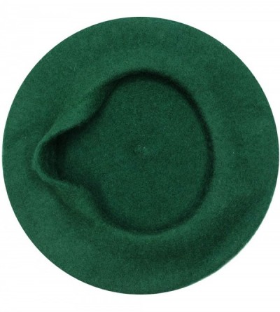 Berets Women Wool Beret Hat French Style Solid Color - Dark Green - CS18WY3KHNT $12.78