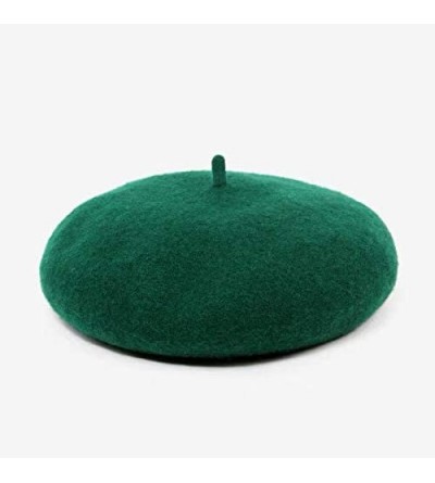 Berets Women Wool Beret Hat French Style Solid Color - Dark Green - CS18WY3KHNT $12.78