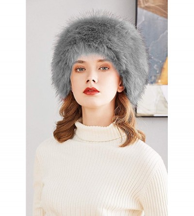 Skullies & Beanies Faux Fur Women Russian Cossack Style Hat-Scarf Set for Ladies - Grey - CJ18IWC4704 $19.53