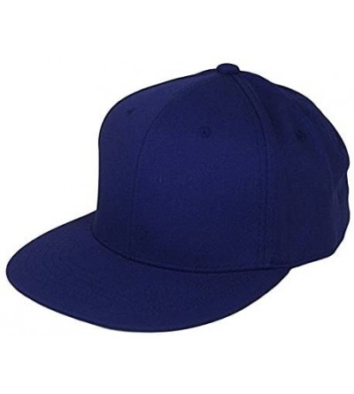 Baseball Caps Classic Flat Bill Visor Blank Snapback Hat Cap with Adjustable Snaps - Royal - C918646COGW $10.80