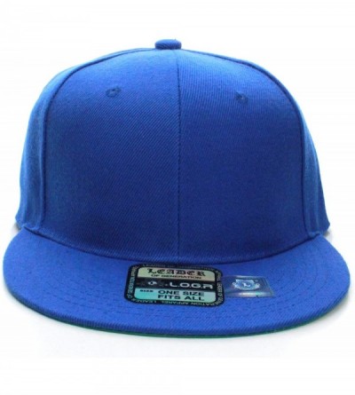 Baseball Caps Classic Flat Bill Visor Blank Snapback Hat Cap with Adjustable Snaps - Royal - C918646COGW $10.80