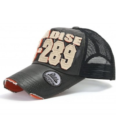 Baseball Caps Distressed Vintage Mesh Baseball Cap Snapback Trucker Hat - Black - CG1192PFJZR $42.26