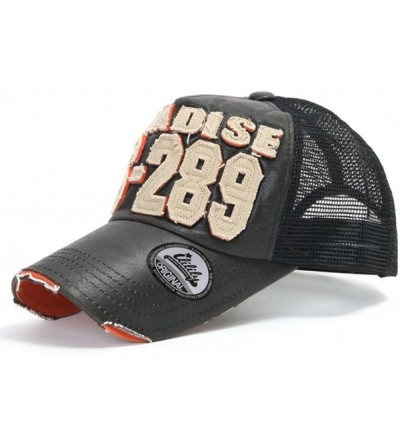 Baseball Caps Distressed Vintage Mesh Baseball Cap Snapback Trucker Hat - Black - CG1192PFJZR $19.46