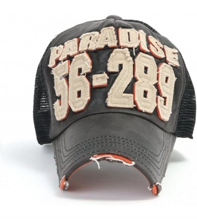 Baseball Caps Distressed Vintage Mesh Baseball Cap Snapback Trucker Hat - Black - CG1192PFJZR $19.46