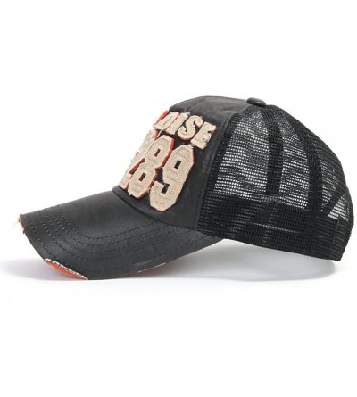 Baseball Caps Distressed Vintage Mesh Baseball Cap Snapback Trucker Hat - Black - CG1192PFJZR $19.46