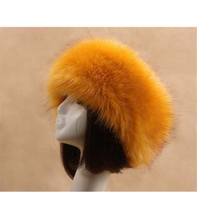 Skullies & Beanies Women's Faux Fur Headband Soft Winter Cossack Russion Style Hat Cap - Orange Yellow - CW18L8INCS6 $11.02