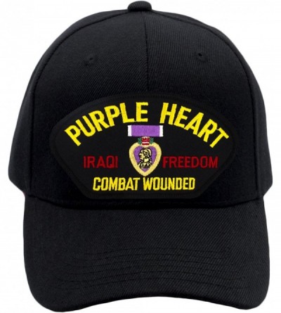 Baseball Caps Purple Heart - Iraqi Freedom Veteran Hat/Ballcap Adjustable One Size Fits Most - Black - CT189YLXIZU $50.57