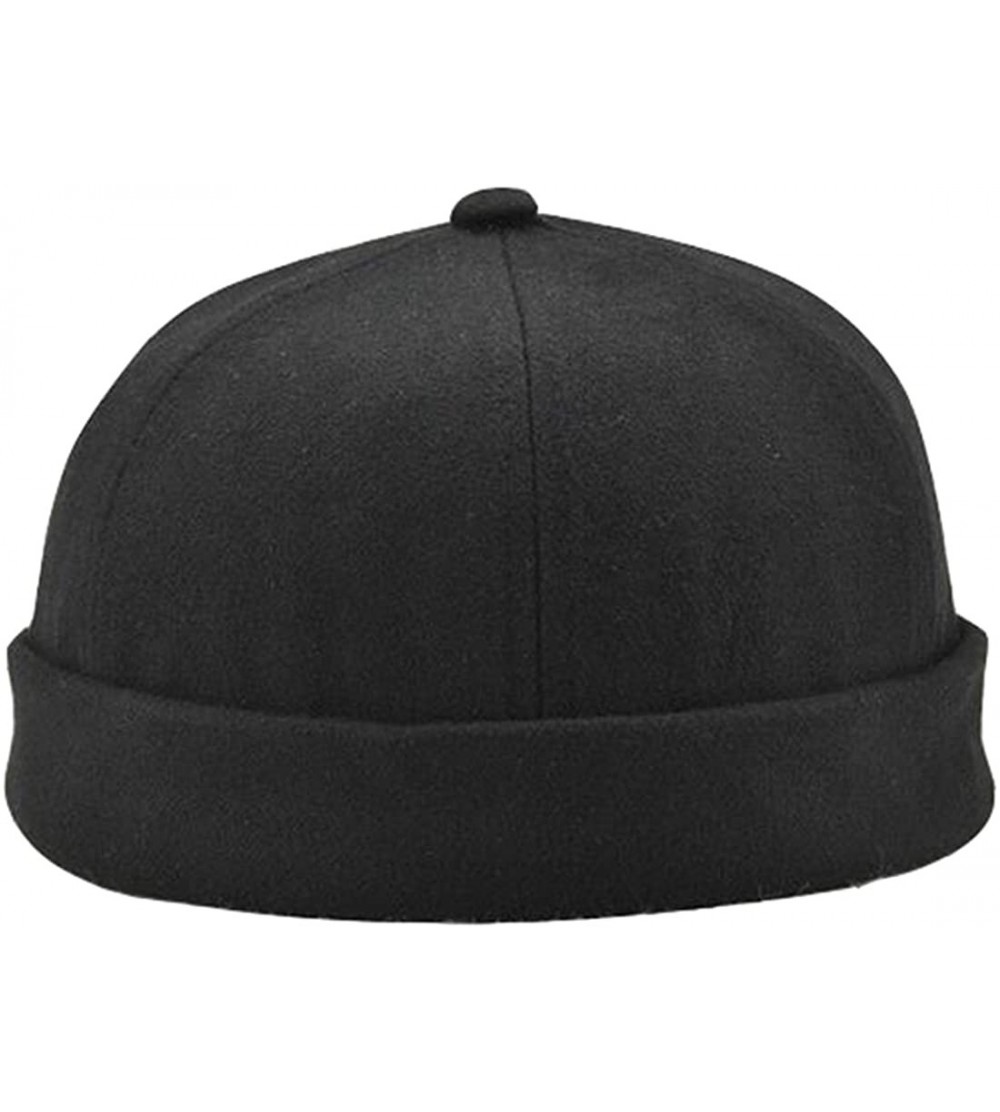 Skullies & Beanies Retro Rolled Cuff Skull Caps Brimless Beanie Hats for Men/Women - A-black - CN184UXNG9L $11.04