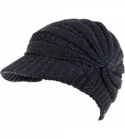 Skullies & Beanies Fashion Futuristic Style Look Knitted Beanie Hat with Visor for Women - Grey - C111B4N61R5 $24.72