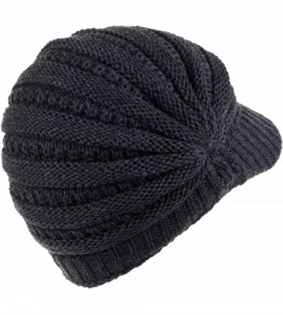 Skullies & Beanies Fashion Futuristic Style Look Knitted Beanie Hat with Visor for Women - Grey - C111B4N61R5 $8.52