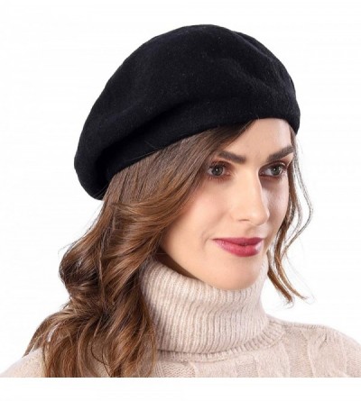 Berets Knit Berets for Women Winter Chic Skull Caps Slouchy Beanie Hat - Br016-black - C518A0MH0K7 $15.41