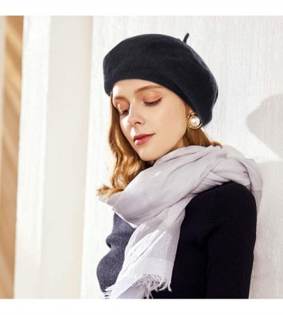Berets Knit Berets for Women Winter Chic Skull Caps Slouchy Beanie Hat - Br016-black - C518A0MH0K7 $15.41