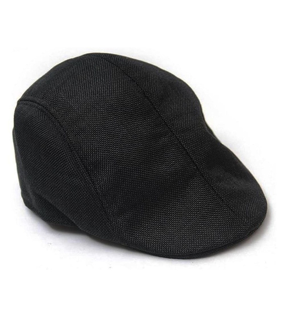 Newsboy Caps Men Golf Driving Sun Flat Cabbie Newsboy Unisex Herringbone Duckbill Ivy Hat Cap - Black - CT187K0GLUR $9.55