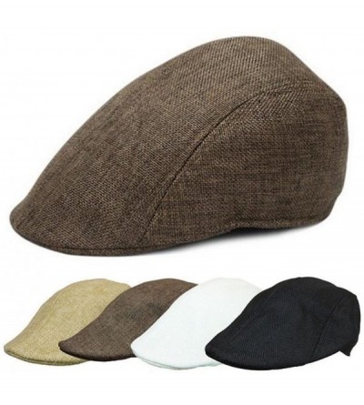 Newsboy Caps Men Golf Driving Sun Flat Cabbie Newsboy Unisex Herringbone Duckbill Ivy Hat Cap - Black - CT187K0GLUR $9.55