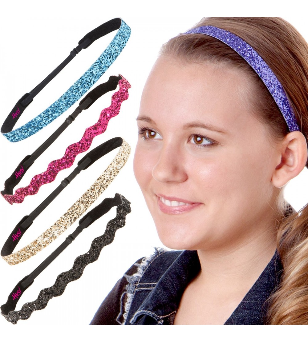 Headbands Women's Adjustable NO SLIP Bling Glitter Headband Mixed Pack (Multiple Colors Sparkling Jewels 5pk) - C3119E99853 $...