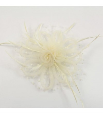 Headbands Feather Fascinators Headband and Clip for Women Tea Party Bridal Cocktai - Ivory - CE1868DQTT0 $12.72