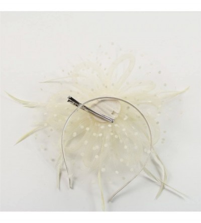 Headbands Feather Fascinators Headband and Clip for Women Tea Party Bridal Cocktai - Ivory - CE1868DQTT0 $12.72