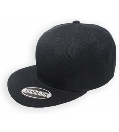 Baseball Caps Blank Adjustable Snapback Cap-Classic Flat Bill Visor Hat Baseball Cap - Black/Black - CV18DL6W8SE $23.41