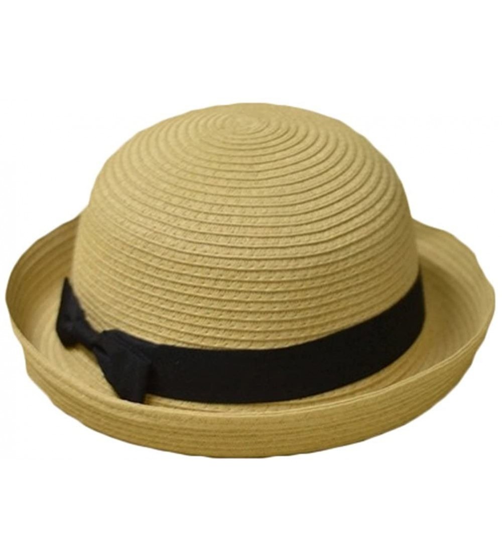 Sun Hats Bowknot Straw Summer Bowler Hat Sun Cap Hat for Ladies Womens - Beige Yellow Kids - CQ12FU5CC4N $12.66