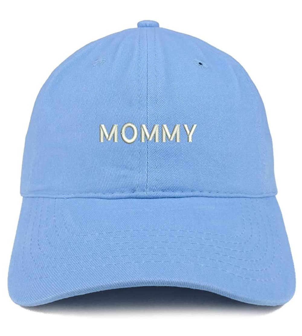 Baseball Caps Mommy Embroidered Soft Crown 100% Brushed Cotton Cap - Carolina Blue - CZ18SQDI2CL $22.62