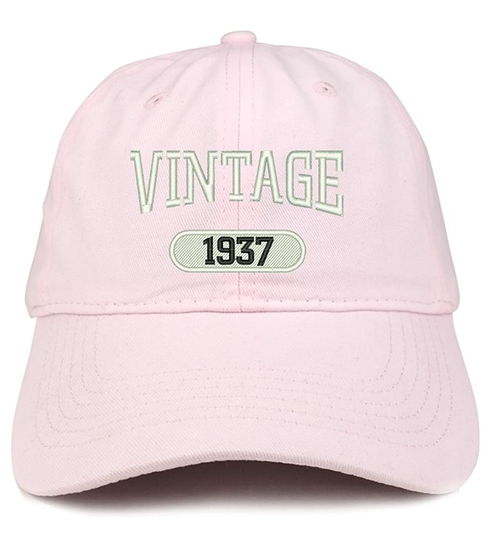 Baseball Caps Vintage 1937 Embroidered 83rd Birthday Relaxed Fitting Cotton Cap - Light Pink - CY180ZMDHAZ $31.80