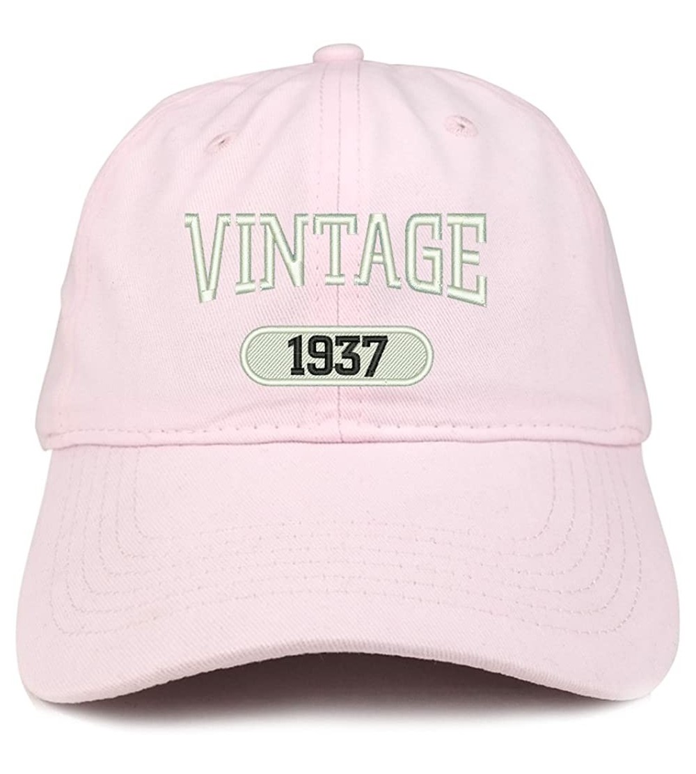 Baseball Caps Vintage 1937 Embroidered 83rd Birthday Relaxed Fitting Cotton Cap - Light Pink - CY180ZMDHAZ $21.34